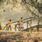 Walking across a bridge